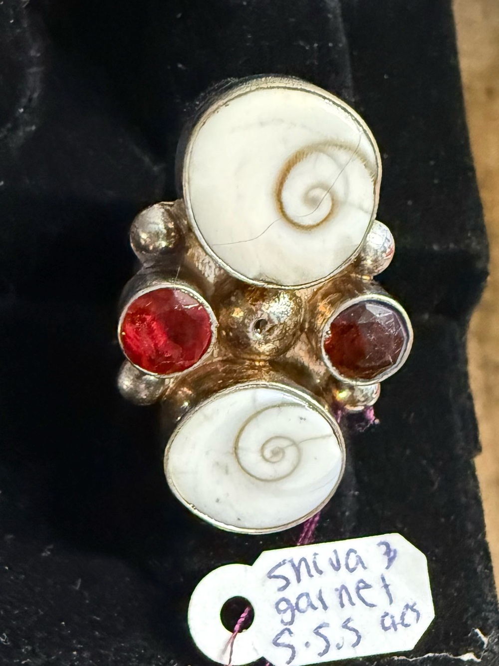 Garnet and Shiva Eye Statement Ring in White and Red